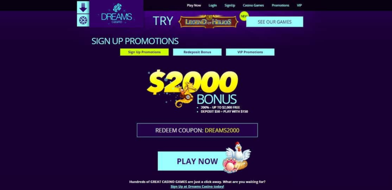 Dreams Casino No Deposit Bonus