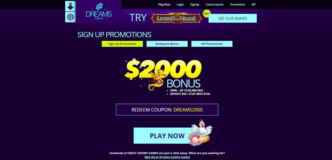 Dreams Casino No Deposit Bonus