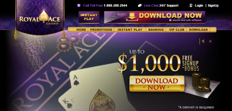 Royal Ace Casino $100 No Deposit Bonus