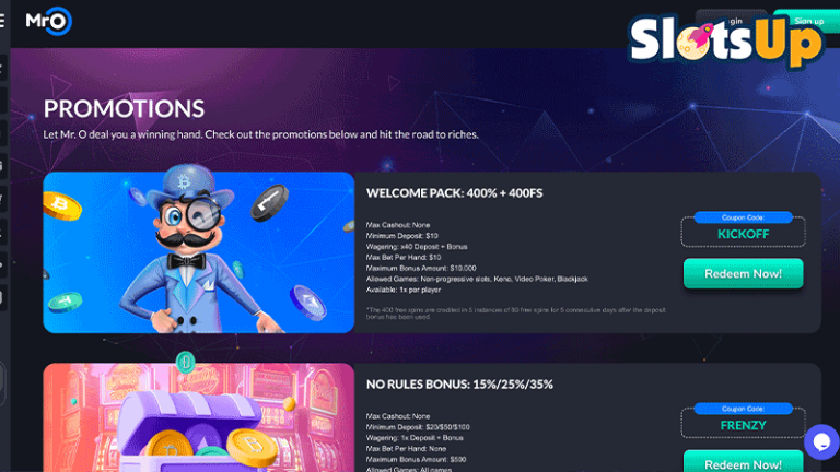 Mr. O Casino No Deposit Bonus